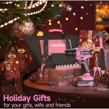 PULITUO 20v pink Cordless Drill Set,Power Drill Kit with Lithium-Ion and charger, 3/8-Inch Keyless Chuck, 2 Variable Speed 21+1 Torque Setting Power