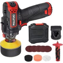 PULITUO Cordless Car Buffer Polisher, 3 Inch Sanding And Polisher Kit for Car Detailing, 12V & 2000mAh Battery with 45min Fast Charger, Used for