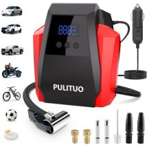 Pulituo - Portable Air Compressor for Car Tires, 12V dc Tire Inflator with Digital Pressure Gauge, Auto Pump with Emergency led Light, Fast Inflation
