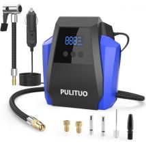 PULITUO Tire Inflator Portable Air Compressor - Car Accessories 12V DC Air Pump for Car Tires with Digital Pressure Gauge, Emergency LED Light for