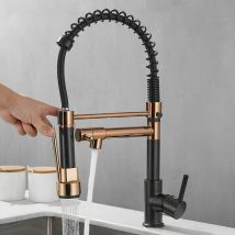 Pull-out Kitchen Tap with 2 Jets 360° Swivel Kitchen Mixer Tap with 2 Cold & Hot Spray Modes Available Black