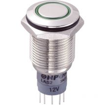 701870 LAS2GQF-11E/G/12V/N/P Pulsante antivandalo 250 v/ac 3 a 1 x On / (On) Momentaneo Verde IP67 1 pz. - Tru Components