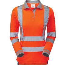 Pulsar Hi-Vis Long Sleeve Polo Shirt, Orange, Rail Spec, Women's Size 10