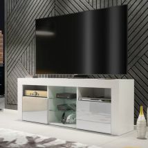 Pulse TV Unit - White with Grey Gloss Doors - 145cm
