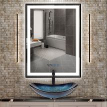 Puluomis - Miroir cosmétique de salle de bain 60×80cm , Miroir de maquillage avec éclairage led réglable , Miroir de grande taille, Miroir mural ,