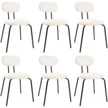 Puluomis - Chaise de Salle à Manger en veluors,Lot de 6 chaises, Chaise rembourrée en tissu Teddy,Pieds en métal,Chaise de cuisine,Chaise de cuisine