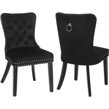 Puluomis - Chaise De Salle À Manger Lot De 2 En Veluors, Siège Robuste De Salle À Manger, Capitonnée, Pieds En Bois Massif, Assise Rembourrée En 