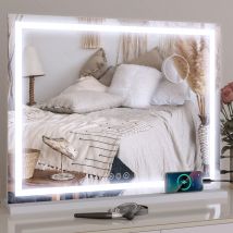 Puluomis - led Miroir de Maquillage 70x55cm Hollywood Carré avec éclairage led et interrupteur tactile, 3 couleurs de lumière, 10x loupe