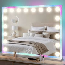 Puluomis - led Miroir de Maquillage 80x60cm Hollywood rgb, Ecran Tactile & Loupe de Grossissant 10X
