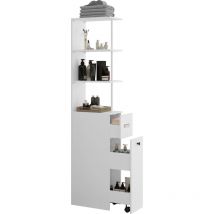 Puluomis - Meuble Salle de Bain Haut, Meuble Colonne Armoire Salle de Bain Commode à 3 Tiroirs 3 Compartiments Ouverts pour Toilette Salon Cuisine 40