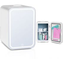 Puluomis - Mini Frigo de Chambre Cosmétique 8L avec Miroir led Mini-Réfrigérateur portable électronique 220V/12V avec poignée Cuisine Bar Camping