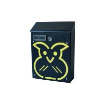 Artigianferro - Pulverbeschichteter Anthrazitfarbener Briefkasten H 29 Cm Wandmontiert -eule