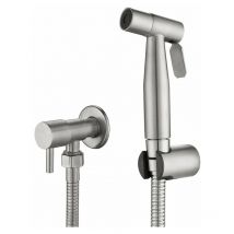 Douchette Wc Kit Complet - Kit Douchette Wc avec Vanne 3 Voies (1/2'-3/8') I Tailles Standards France (Argent)