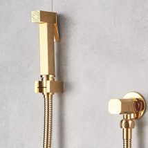 Mezheng - Pulvérisateur de bidet à main pour toilette, pulvérisateur de bidet en laiton massif doré, eau froide simple, douche de bidet de salle de