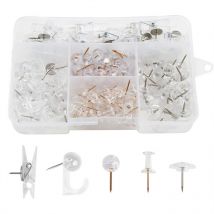 Punaises Transparentes, 140 Pièces Épingles en Plastique avec Boîte de Rangement, Punaises Décoratives avec Points en Acier pour Panneau de Liège,