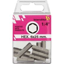 Bianditz - Puntas de Destornillador Hexagonal 1 4' Niquelado5x25Blister de 10 unidadesBlister de 10 unidades Niquelado 5x25