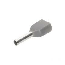 Terminali a tubetto twin con collare isolato grigio PKT7508 sezione 2 x 0,75 mm2 / 2 x 20 awg confezione 100 pz