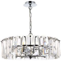 Pendellampe Pendelleuchte Kristallleuchte Kristalllampe Metall Chrom transparent