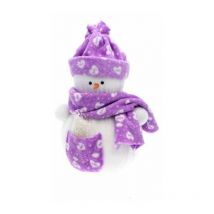 Ingrocart - Pupazzo di neve natalizio h44 cm - bianco/viola - decorazione addobbo natale