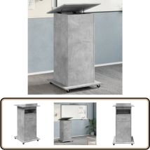 Vidaxl - Pupitre avec roues et tiroir gris béton bois d'ingénierie - Bureau - Pupitre - Meuble De Bureau - Plateau Relevable - Rangement