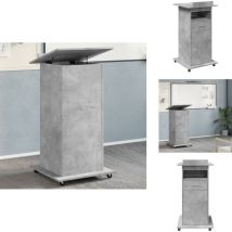 Pupitre avec roues et tiroir gris béton bois d'ingénierie - Bureau - Pupitre - Meuble De Bureau - Plateau Relevable - Rangement