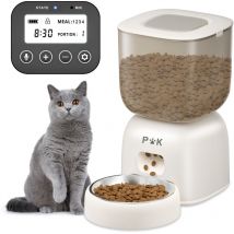 Puppy Kitty 3 L Futterautomat, Weiß Automatischer Katzenfutterspender, Individuelles Fütterungsprogramm, 10-sekündige Sprachaufzeichnung