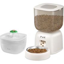 Puppykitty - puppy kitty pro 3L Distributeur Croquette, Batterie jusqu'à 180 Jours, Vocal 10S, avec Fontaine à Chat 2L Gratuite, Blanc