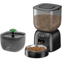 Puppykitty - Puppy Kitty Pro 3l Distributeur Croquette, Batterie Jusqu'à 180 Jours, Vocal 10s, Avec Fontaine À Chat 2l Gratuite, Noir