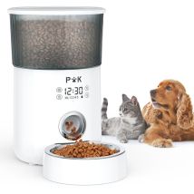 Puppy Kitty - 4l Distributeur De Croquettes Pour Chats Et Chiens, Avec Bol En Acier Inoxydable, 10s Vocal Programmable, Écran Tactile, 1-5 Repas, 