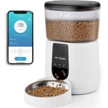 Puppy kitty Distributeur Croquettes Chat Automatique, 2.4G WiFi 4L Distributeur Croquettes Chat & Chien, Connecté App, Enregistrement Vocal 10S, 1-10