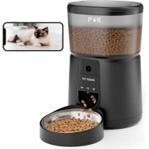 Distributeur Croquettes Chat Automatique Avec Caméra 1080p, 2,4 G Wifi Distributeur De Croquettes Pour Chat Avec App Vidéo Audio Vision Nocturne Bol 