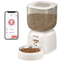 Puppykitty - puppy kitty pro Distributeur Croquettes Chat Automatique,Bols en Acier Inoxydable, Connecté App,Vocal 10S,10 Repas par Jour,Blanc