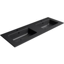 GSI - pura double lavabo en céramique mince 122x46cm, noir mat