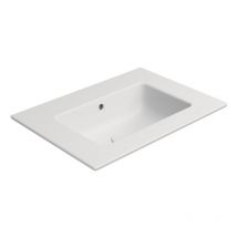 GSI - pura lavabo en céramique Slim 62x46cm, pas de trou de robinet, blanc mat