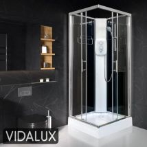 Pure e Square 900 x 900 Black Electric Shower Cabin Triton Standard 8.5KW - Vidalux