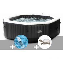 Intex - Kit spa gonflable PureSpa Carbone octogonal Bulles et Jets 6 places + Aspirateur + Kit d'entretien
