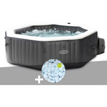 Intex - Kit spa gonflable PureSpa Carbone octogonal Bulles et Jets 4 places + 5 kg de sel
