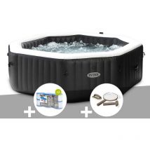 Intex - Kit spa gonflable PureSpa Carbone octogonal Bulles et Jets 6 places + 12 filtres + Kit d'entretien