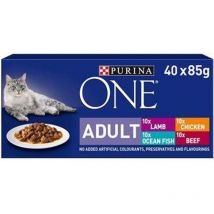 Purina ONE Adult Cat Food Mini Fillets in Gravy 40x85g
