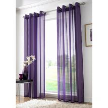 Alan Symonds - Purple Eyelet Ring Top Voile Curtain Panel 59x54 - Multicoloured