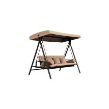 Balancelle de Jardin 3 Places Convertible avec Toit Inclinaison Réglable, Hamac de Jardin, avec Coussins, Beige - Purple Leaf
