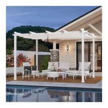 Purple Leaf Outdoor Retractable Pergola Mit Double Sun Shade Canopy White Heavy-duty Aluminium Pergola Patio Modern Pergola For Garden Deck Backyard