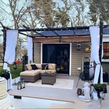 Purple Leaf - Einziehbare Außenpergola mit Pergolaüberdachung aus Aluminium Terrassenüberdachung Sonnenblende Vordach für Hinterhofterrasse