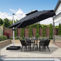 Parasol Déporté 3 x 3 m Carré, Parasol de Jardin Extérieur, Adapté pour Piscine, Jardin, Balcon et Terrasse, Gris - Purple Leaf