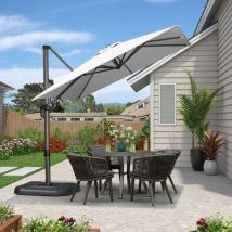 PURPLE LEAF Parasol Déporté en Aluminium 2,5 × 2,5 M Carré, Parasol de Jardin Extérieur, Adapté pour Balcon, Piscine, Terrasse, Blanc