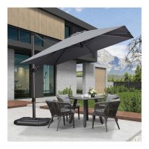 Parasol Déporté en Aluminium 2,7 × 2,7 m Carré, Parasol de Jardin Extérieur, Adapté pour Balcon, Piscine, Terrasse, Gris clair - Purple Leaf