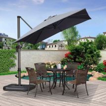 Parasol Déporté en Aluminium 2,5 × 2,5 m Carré, Parasol de Jardin Extérieur, Adapté pour Balcon, Piscine, Terrasse, Gris clair - Purple Leaf