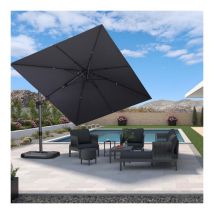 PURPLE LEAF Parasol Déporté en Aluminium 3,65 × 2,7 M Rectangulaire, Parasol de Jardin Extérieur Inclinable de Gauche à Droite, Adapté pour Balcon,