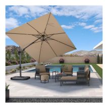 Purple Leaf - Parasol Déporté en Aluminium 3,65 × 2,7 m Rectangulaire, Parasol de Jardin Extérieur Inclinable de Gauche à Droite, Adapté pour Balcon,