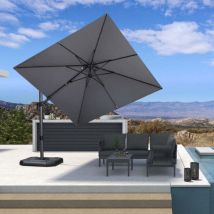 PURPLE LEAF Parasol Déporté en Aluminium 2,7 × 2,7 M Carré, Parasol de Jardin Extérieur Inclinable de Gauche à Droite, Adapté pour Balcon, Piscine,